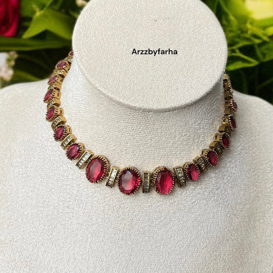 Ruby Stone Necklace Set