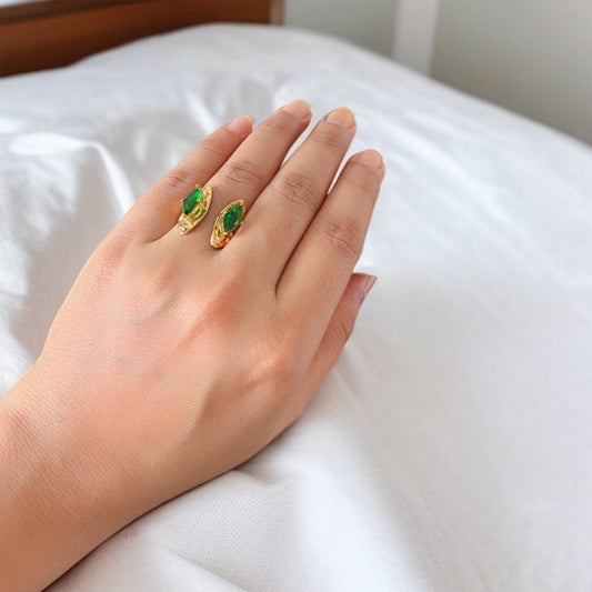 Double Green Stone Ring
