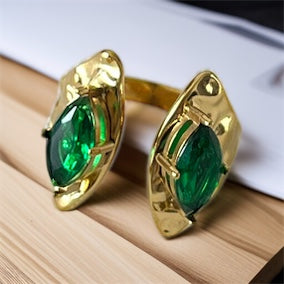 Double Green Stone Ring