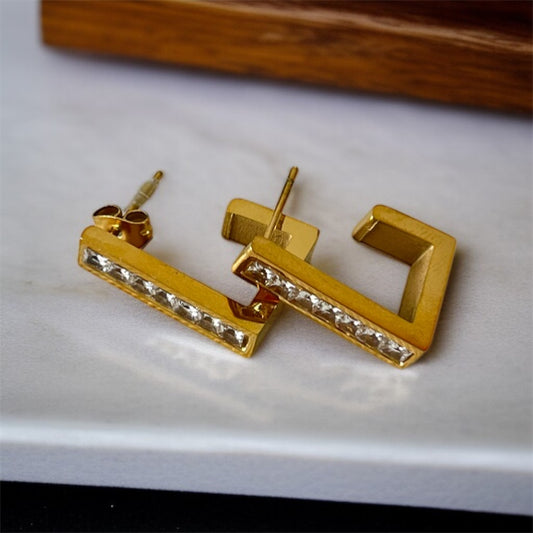 AD Studded Hoop Earrings