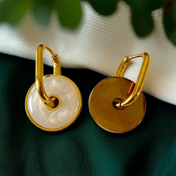 White MOP Hoop Earrings