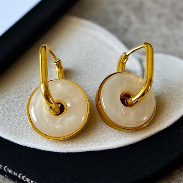 White MOP Hoop Earrings