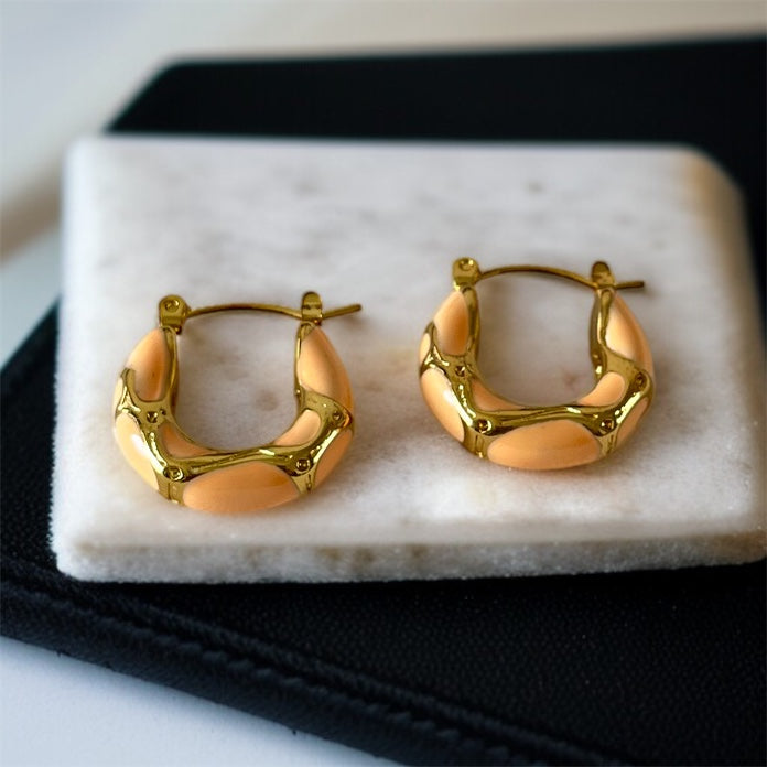 Peach & Gold Hoop Earrings