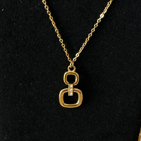 Gold Square Pendant Necklace