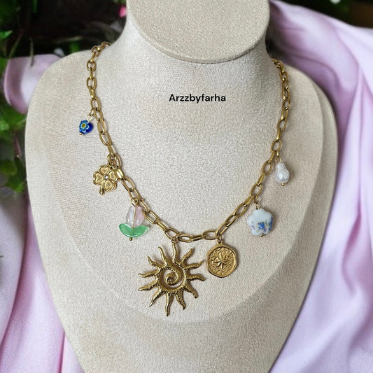 Sunshine Multi Charms Necklace