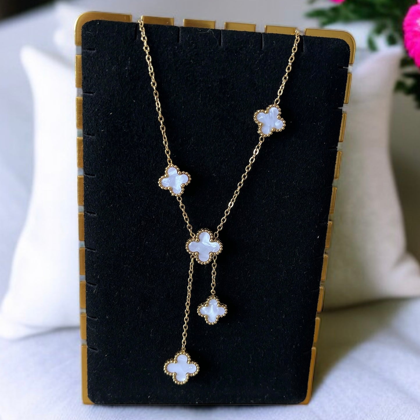 White Clover Drop Necklace