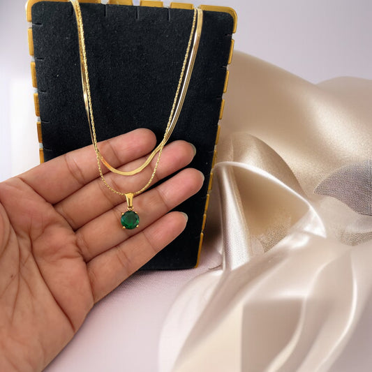 Green Double Chain Necklace