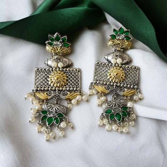 Dual Tone Dangler Earrings