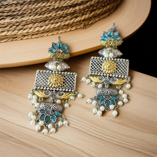 Dual Tone Dangler Earrings