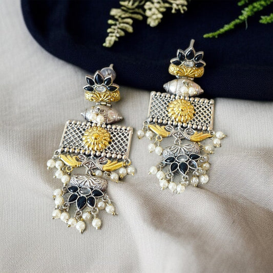 Dual Tone Dangler Earrings