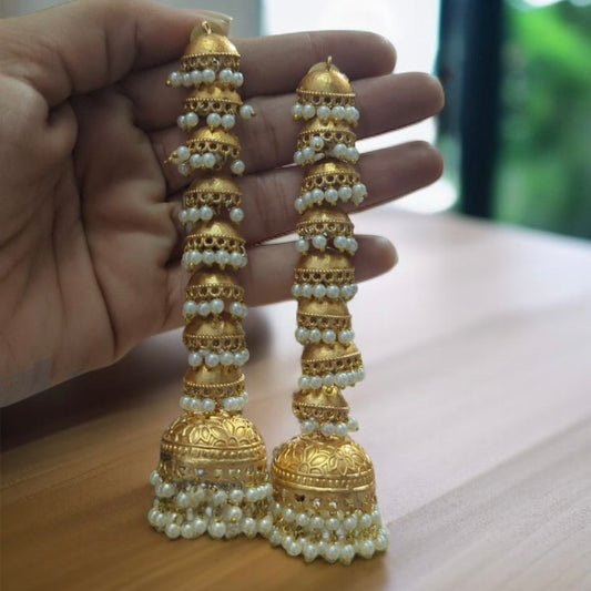 Gold Brass Drop Jhumkas Earring