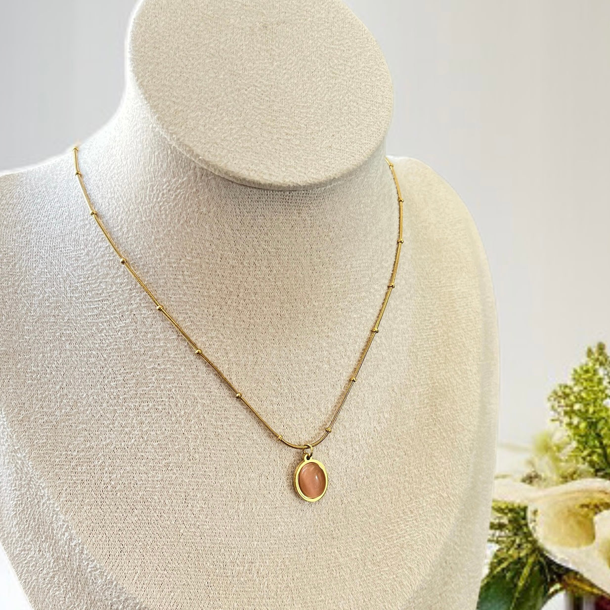 Peach Pendant Chain Necklace