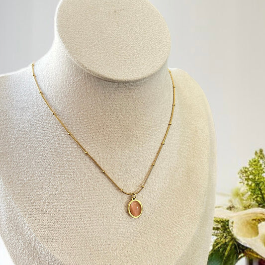 Peach Pendant Chain Necklace