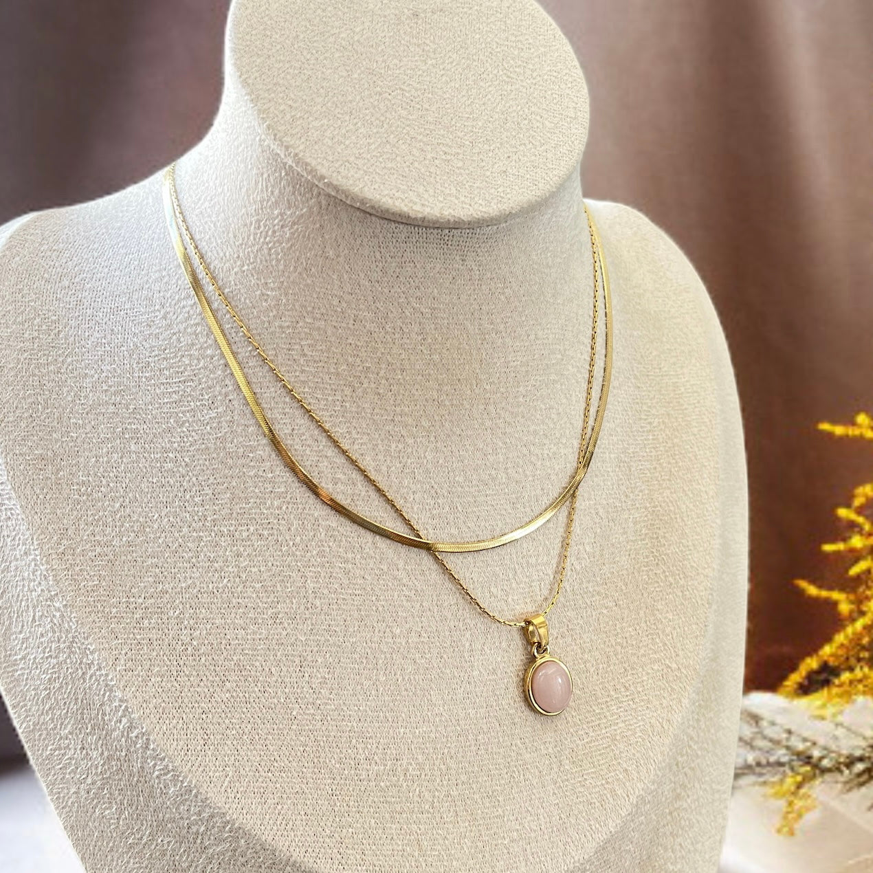 Pink Double Chain Necklace