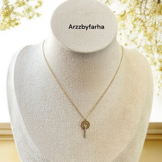 AD Studded Gold Chain Necklace