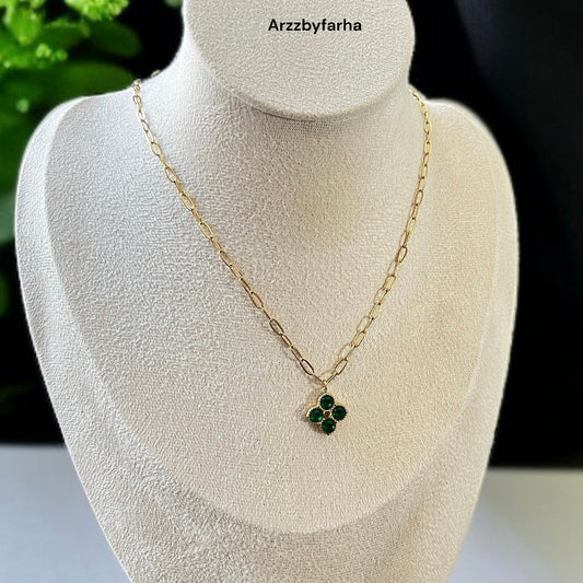 Green Stone Pendant Necklace