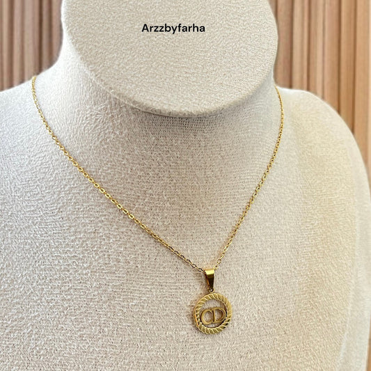 Gold CD Pendant Necklace