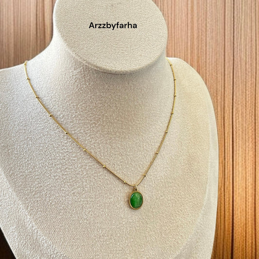Mint Green Stone Pendant Necklace