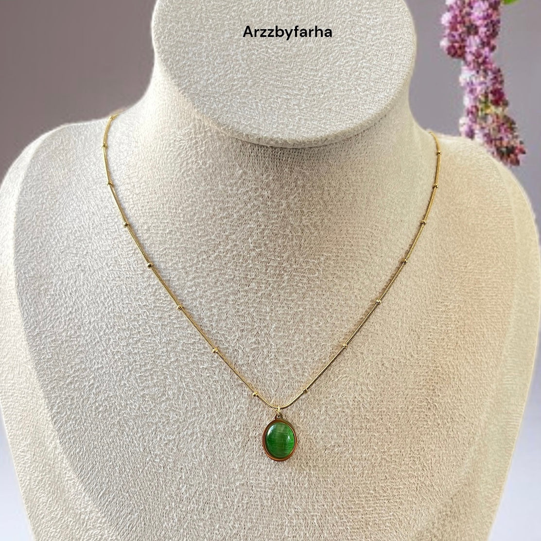 Mint Green Stone Pendant Necklace