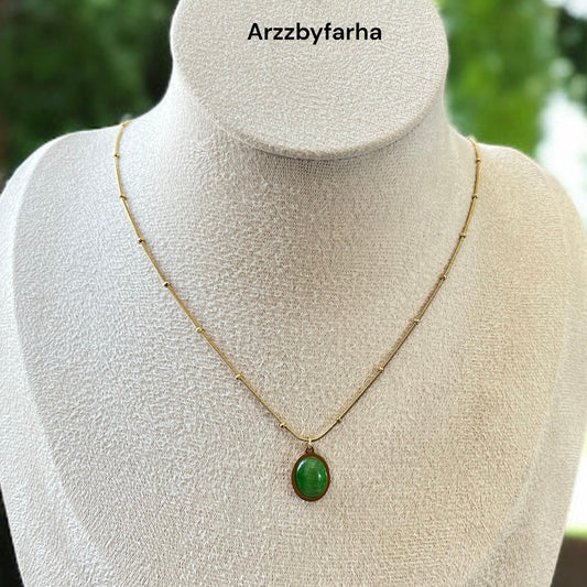 Mint Green Stone Pendant Necklace