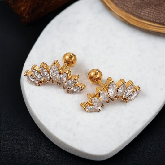 Flower Stone Studs Earrings