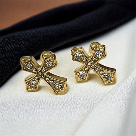 AD Studded Cross Studs Earring