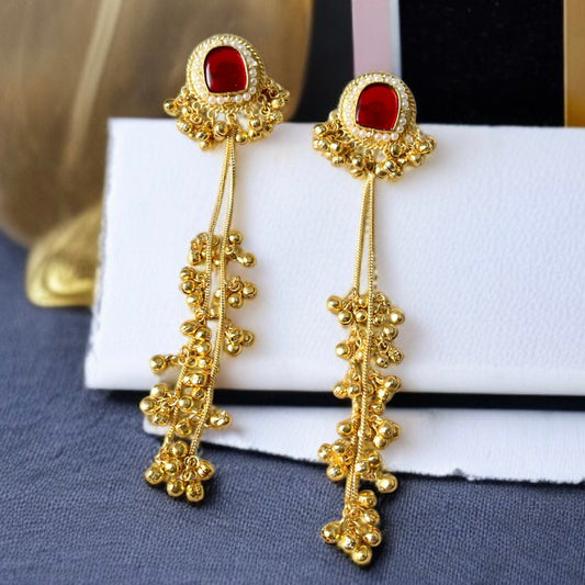 Stone Ghungroo Kashmiri Earrings