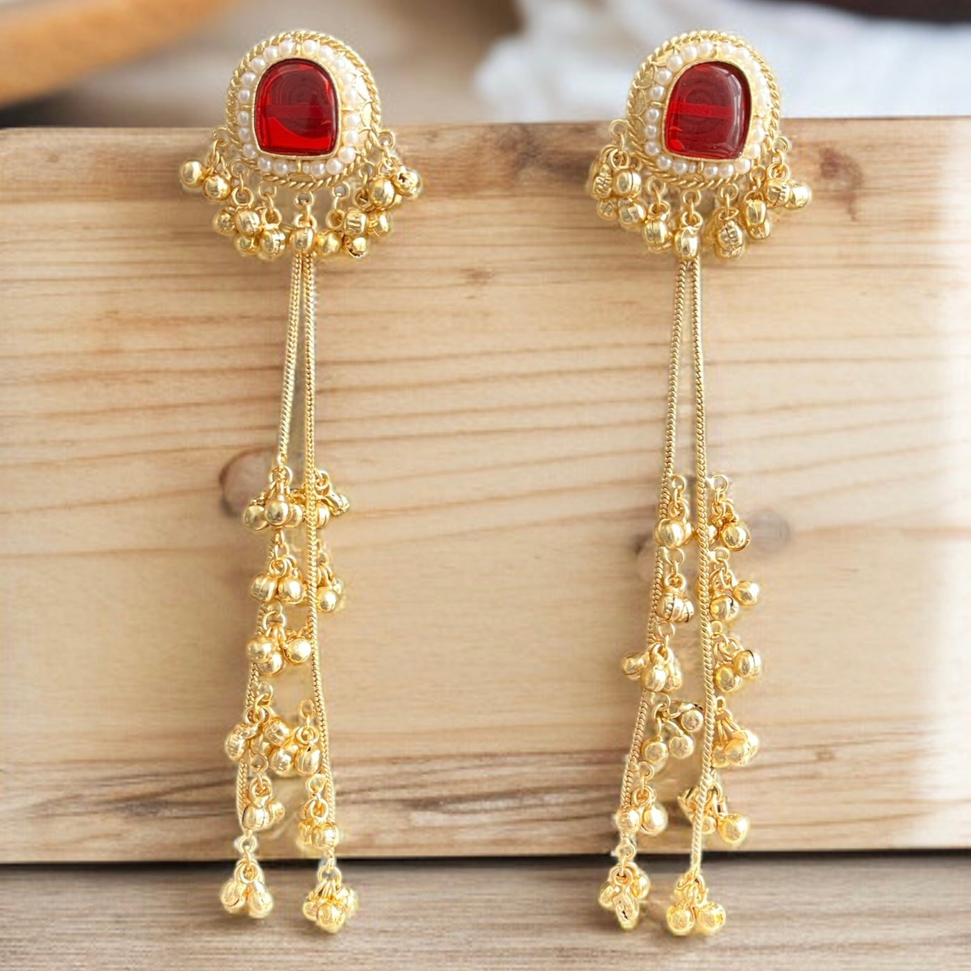 Stone Ghungroo Kashmiri Earrings
