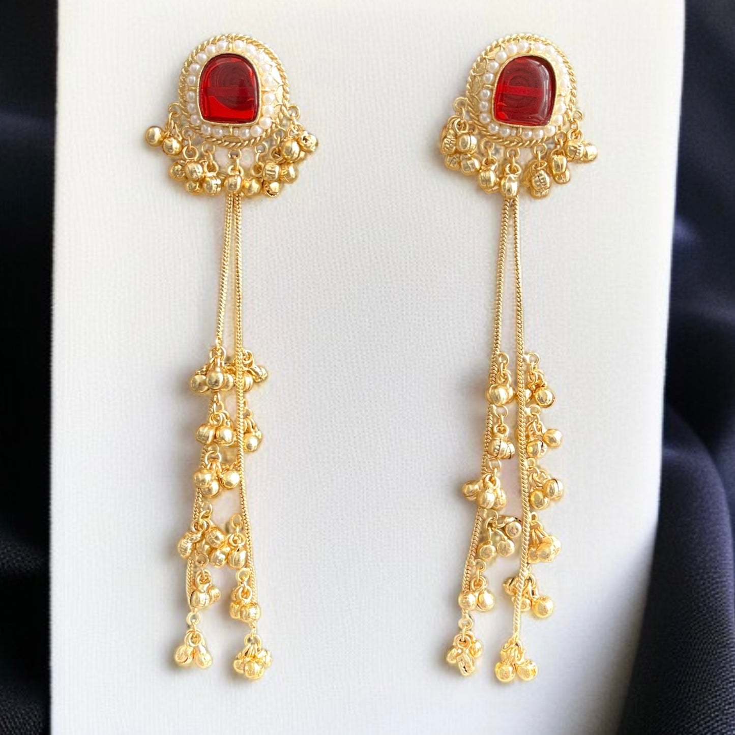 Stone Ghungroo Kashmiri Earrings