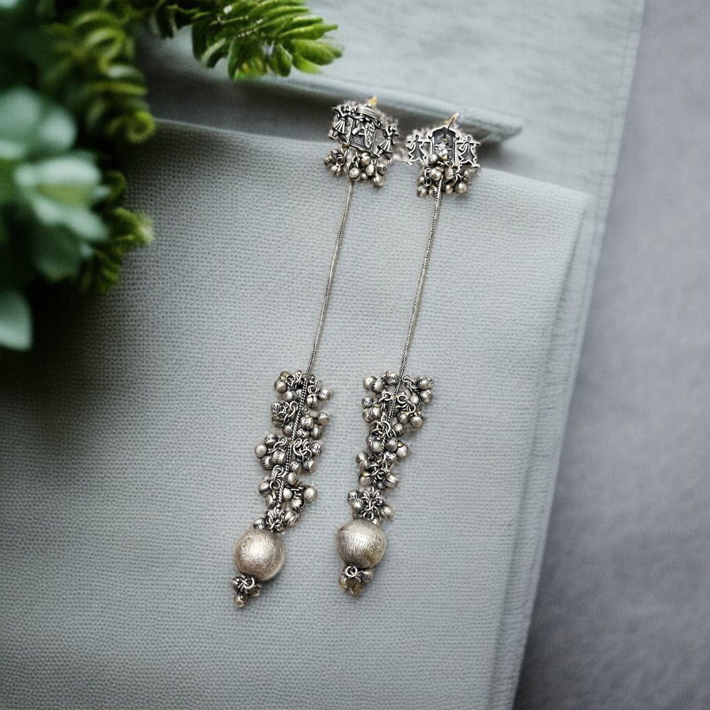 Navratri Silver Oxidised Earrings