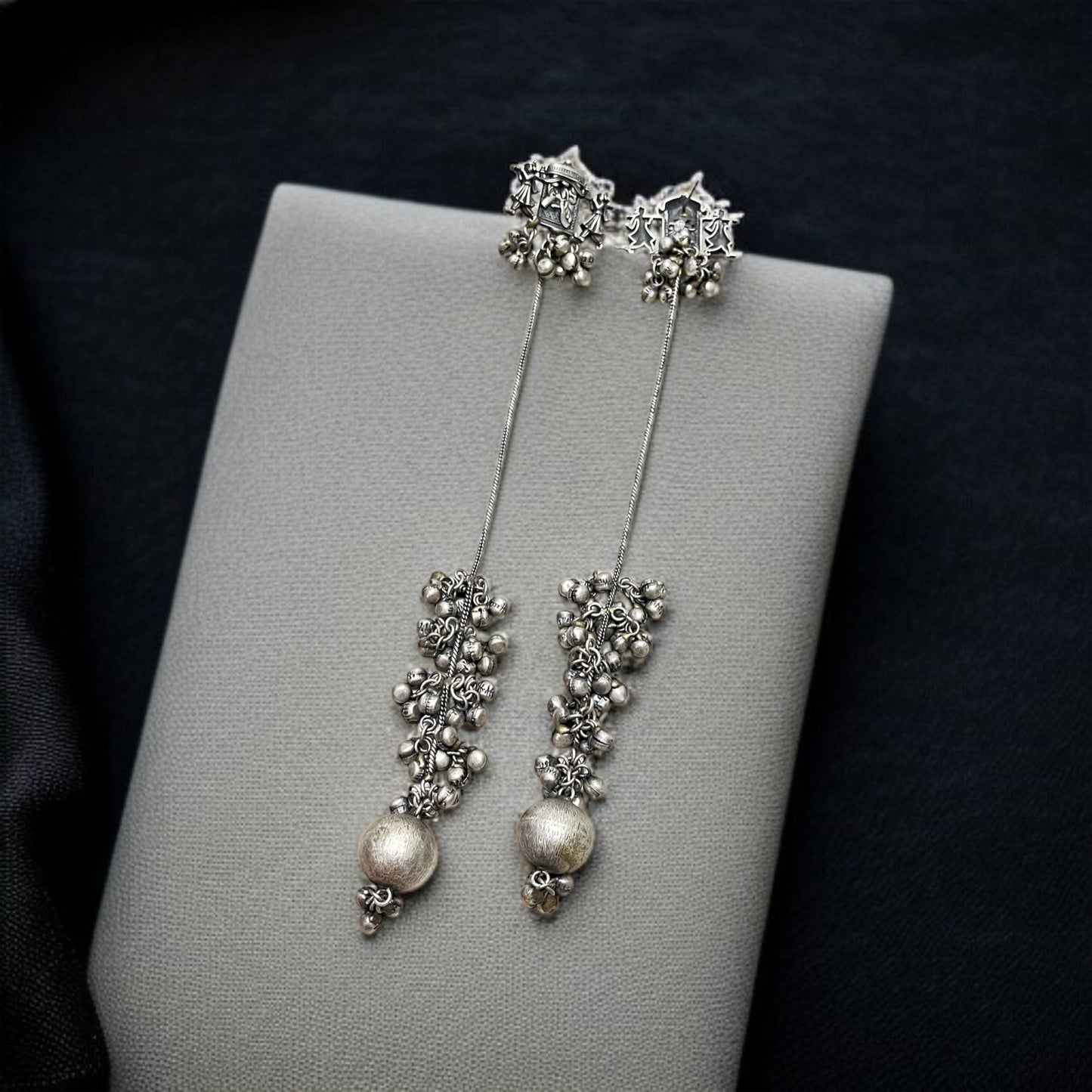 Navratri Silver Oxidised Earrings