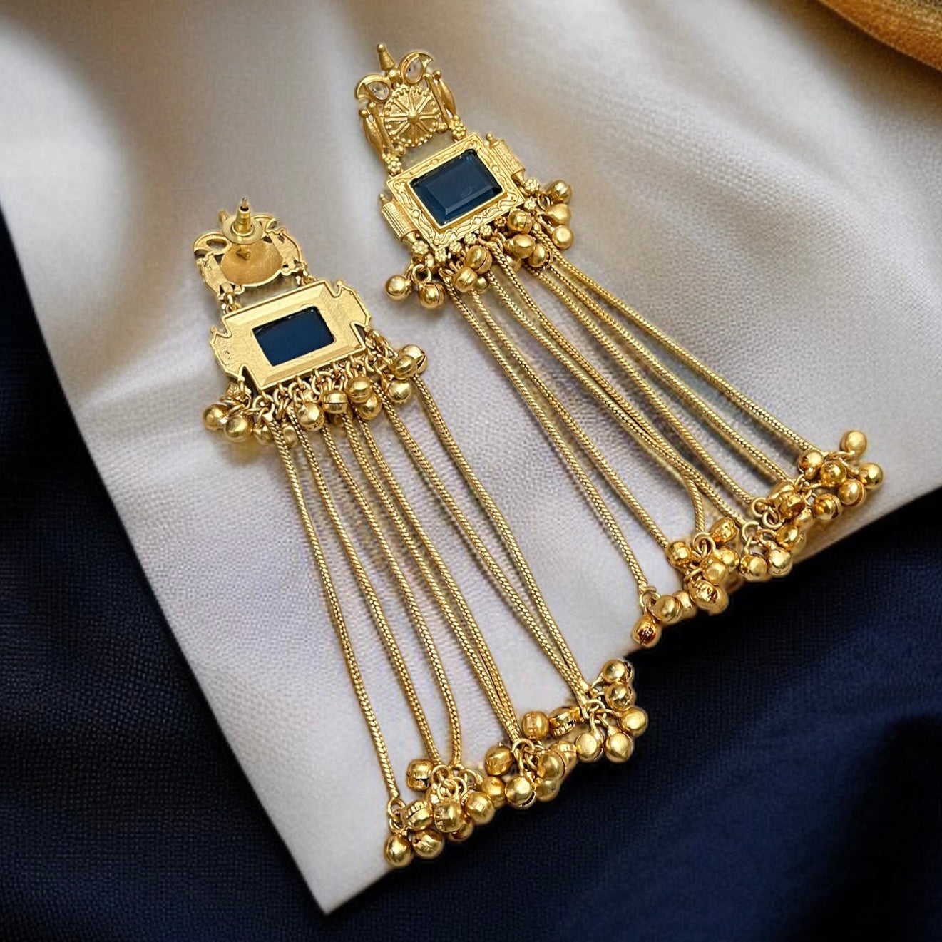 Stone Ghungroo Hanging Earrings