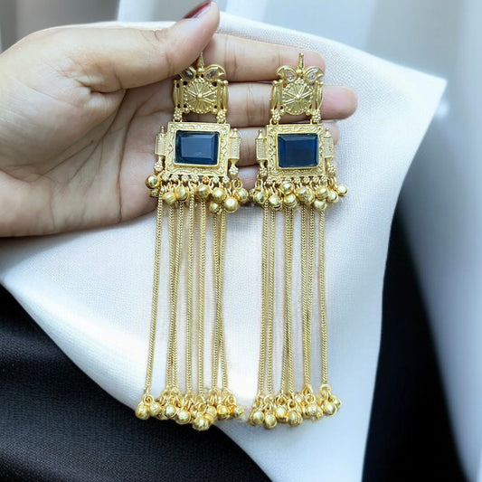 Stone Ghungroo Hanging Earrings