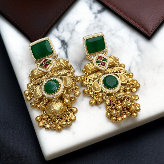 Designer Stone Brass Gunghroo Earrings