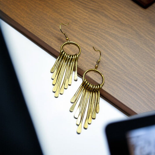Gold Brass Hook Earrings