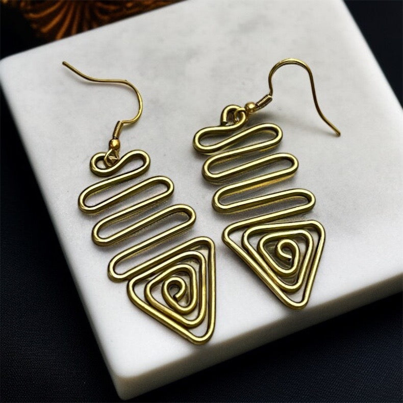 Gold Brass Drop Earrings