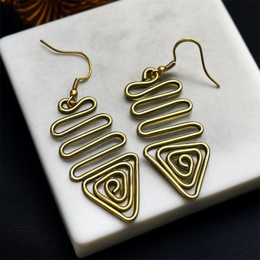 Gold Brass Drop Earrings
