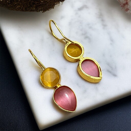 Small Stone Hook Earrings