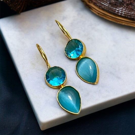 Small Stone Hook Earrings
