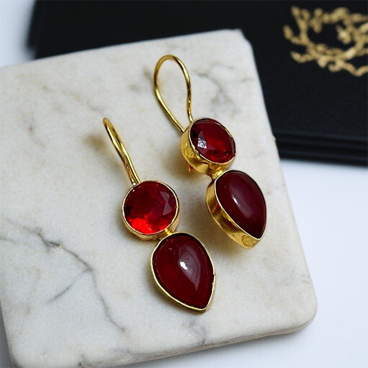 Small Stone Hook Earrings