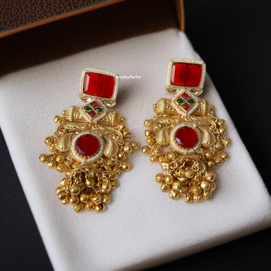 Designer Stone Brass Gunghroo Earrings