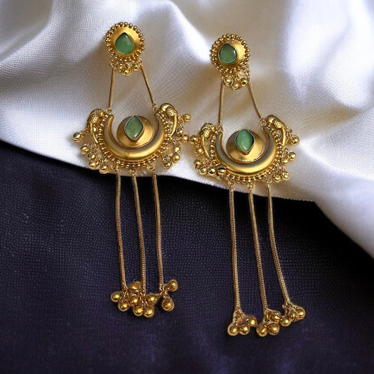 Mint Kashimiri Chandbali Earrings