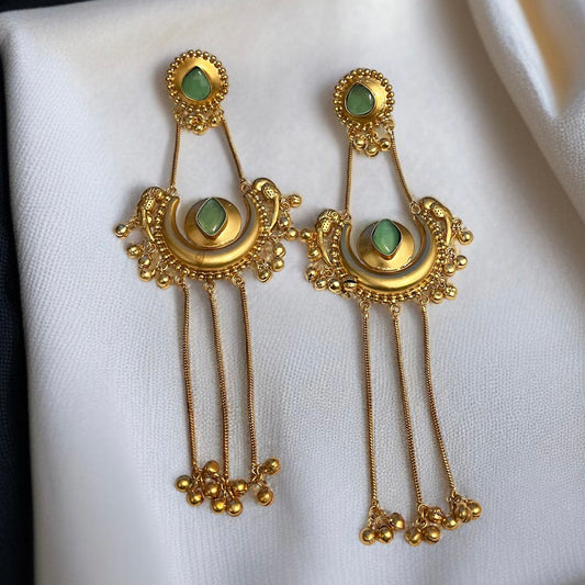 Mint Kashimiri Chandbali Earrings
