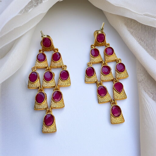 Brass Stone Drop Earrings