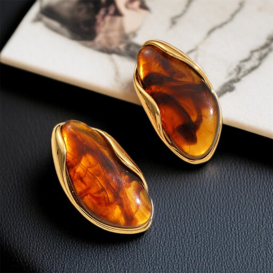 Resin Stone Studs Earring