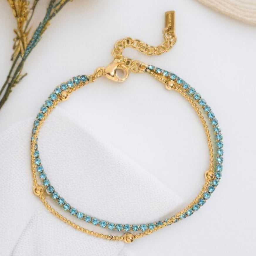 Blue Tennis Chain Bracelet