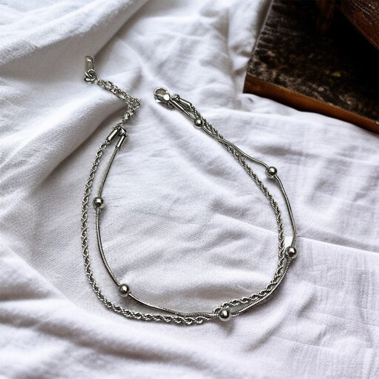Silver Double Chain Bracelet
