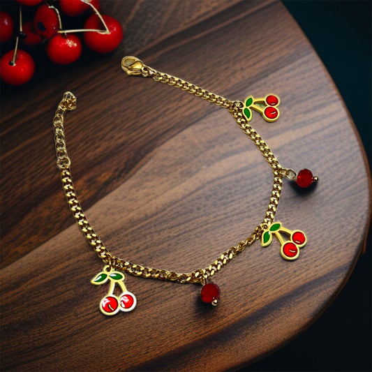 Cherry Beads Chain Bracelet
