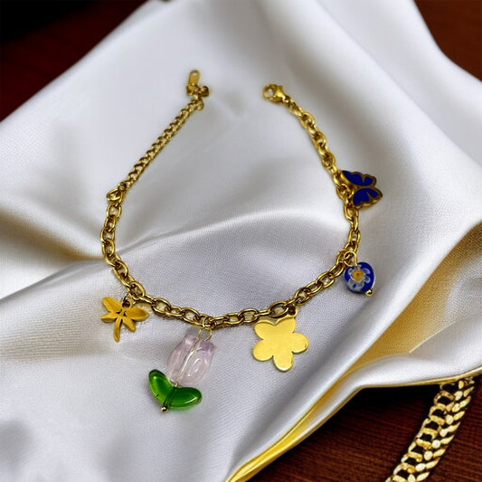 Multicolor Charm Chain Bracelet