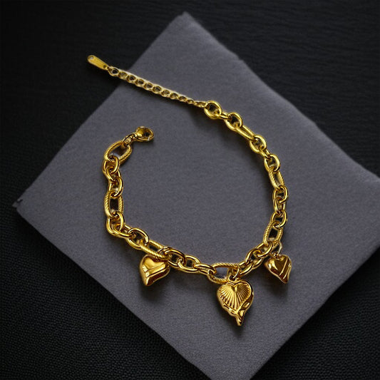 Gold Heart Chain Bracelet